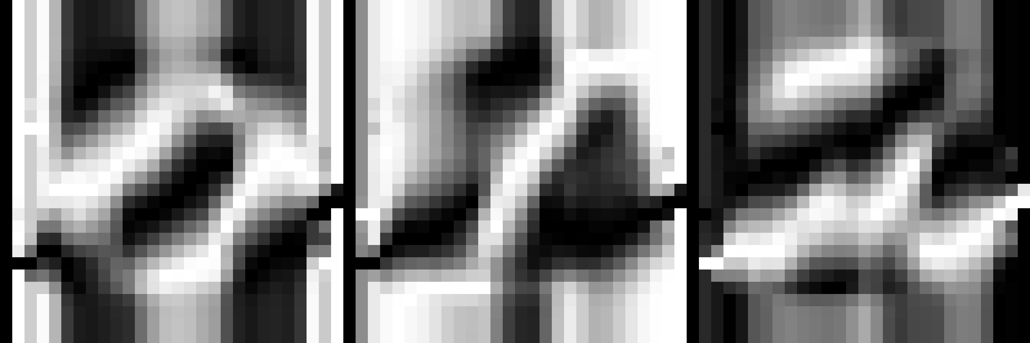 Left: Weights for labeling 0. Middle: Weights for labeling 1. Right: Weights for labeling 2.